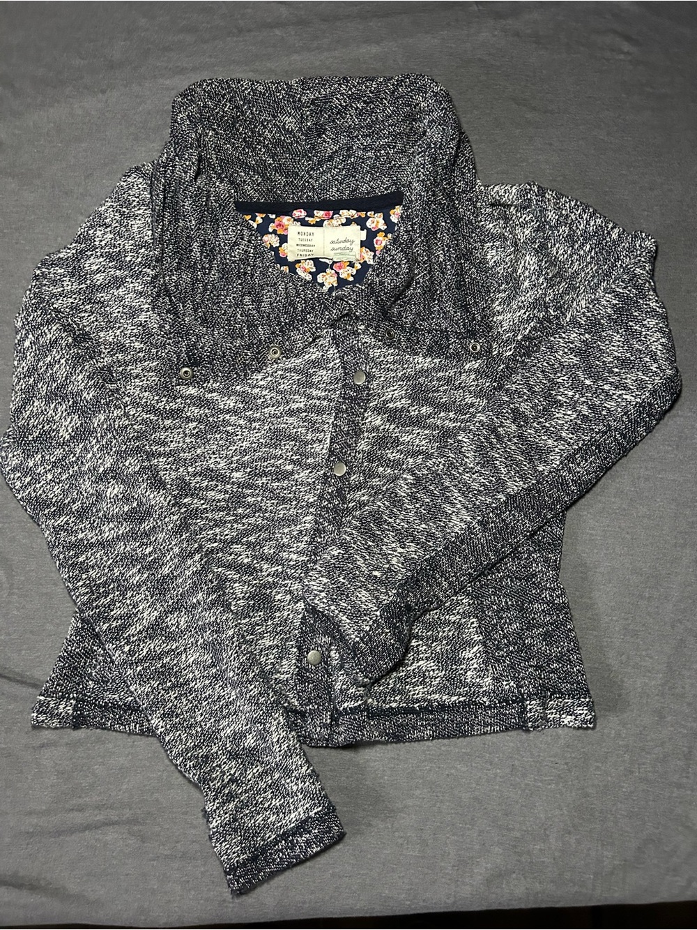 Anthropologie Saturday Sunday Marled Blue Snap-Front Knit Cardigan - Women